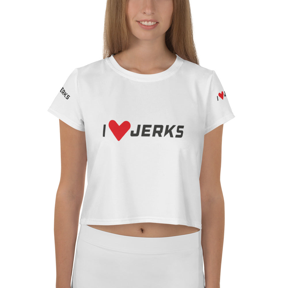 I Love Jerks All-Over Print Crop Tee for Women