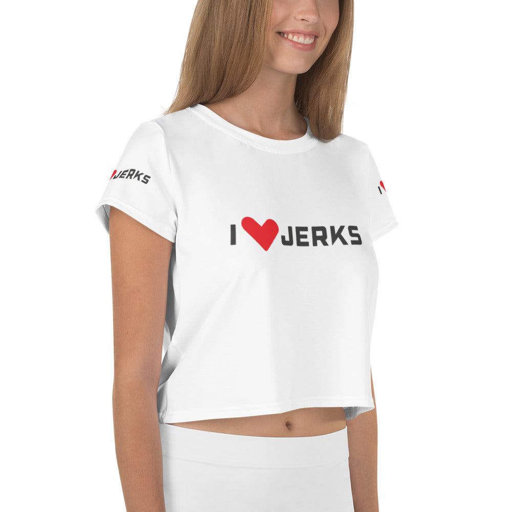 I Love Jerks All-Over Print Crop Tee for Women