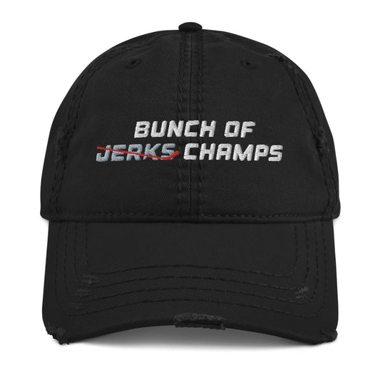 Bunch of Champs Distressed Dad Hat from the Bunch of Jerks Canes fanclub