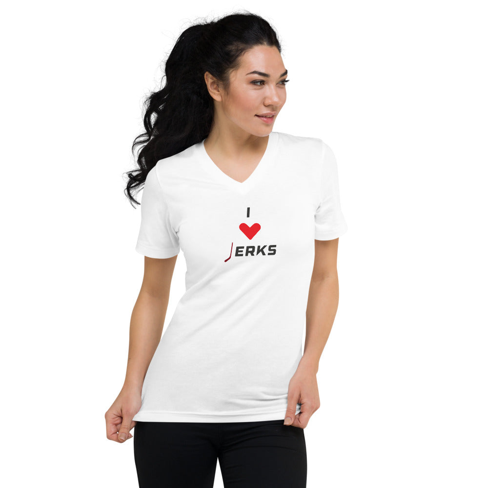 I Love Jerks Hockey Fan Unisex Short Sleeve V-Neck T-Shirt